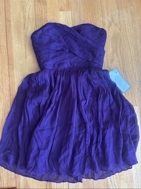 J. Crew Strapless Purple Chiffon Cocktail Dress